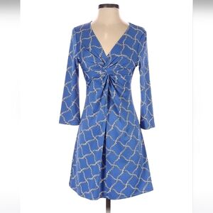 Blue jersey knit dress